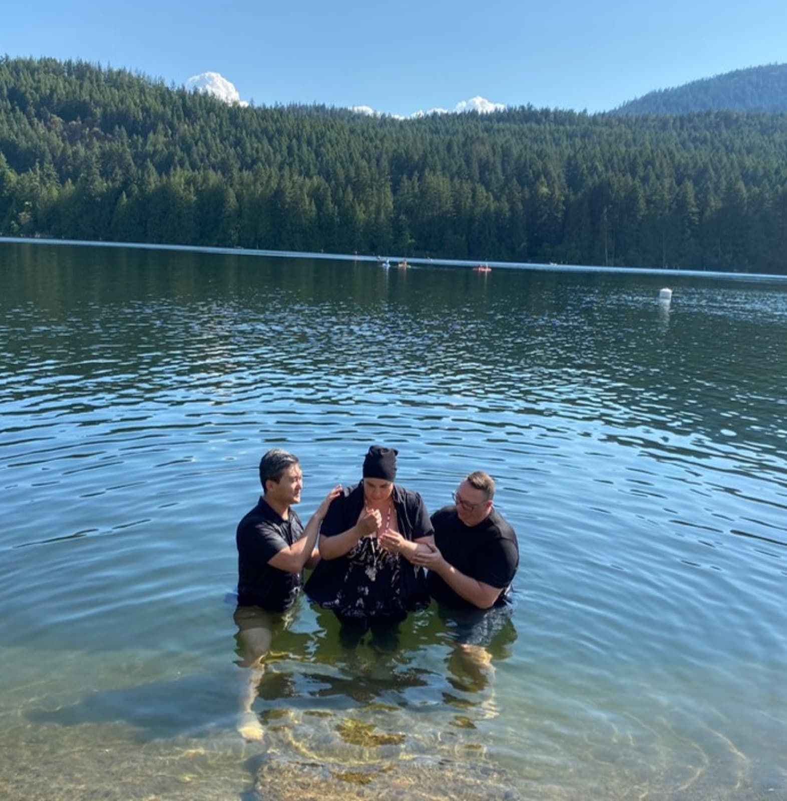 Baptism by the lake — celebrating a new step of faith.